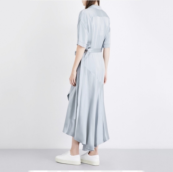 NWT Burberry 100% Silk Tie-waist Shirt Dress 4 - Picture 6 of 16